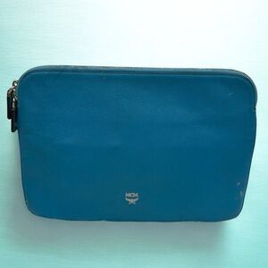 MCM Blue Leather Clutch